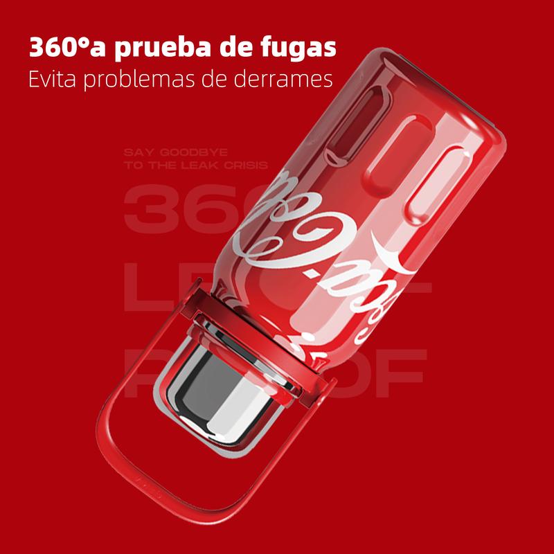 Coca-Cola Termo para Camping, Botella Térmica Portátil de 40oz con Correa y Asa, Termo Aislante de Viaje de Acero Inoxidable 316, Botella para Agua Mantiene el Frío hasta 72 Horas o el Calor hasta 48 Horas, 100% A Prueba de